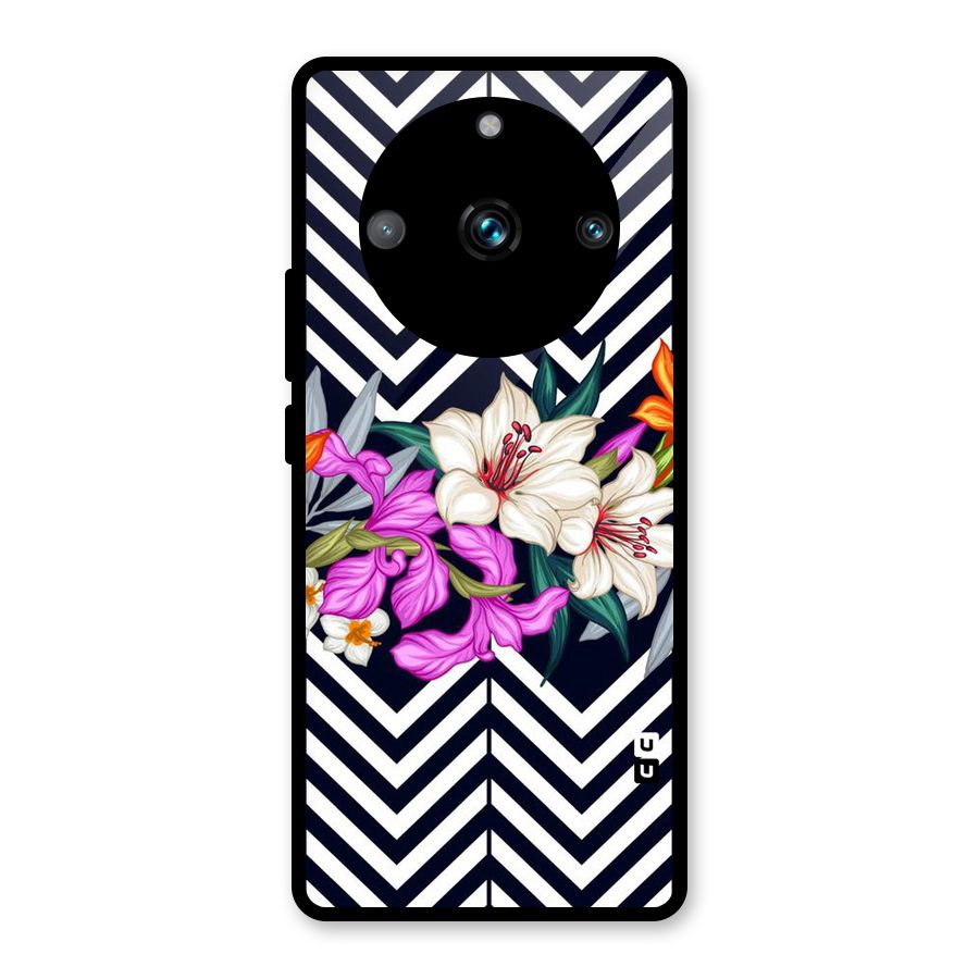 Artsy ZigZag Floral Glass Back Case for Realme Narzo 60 Pro