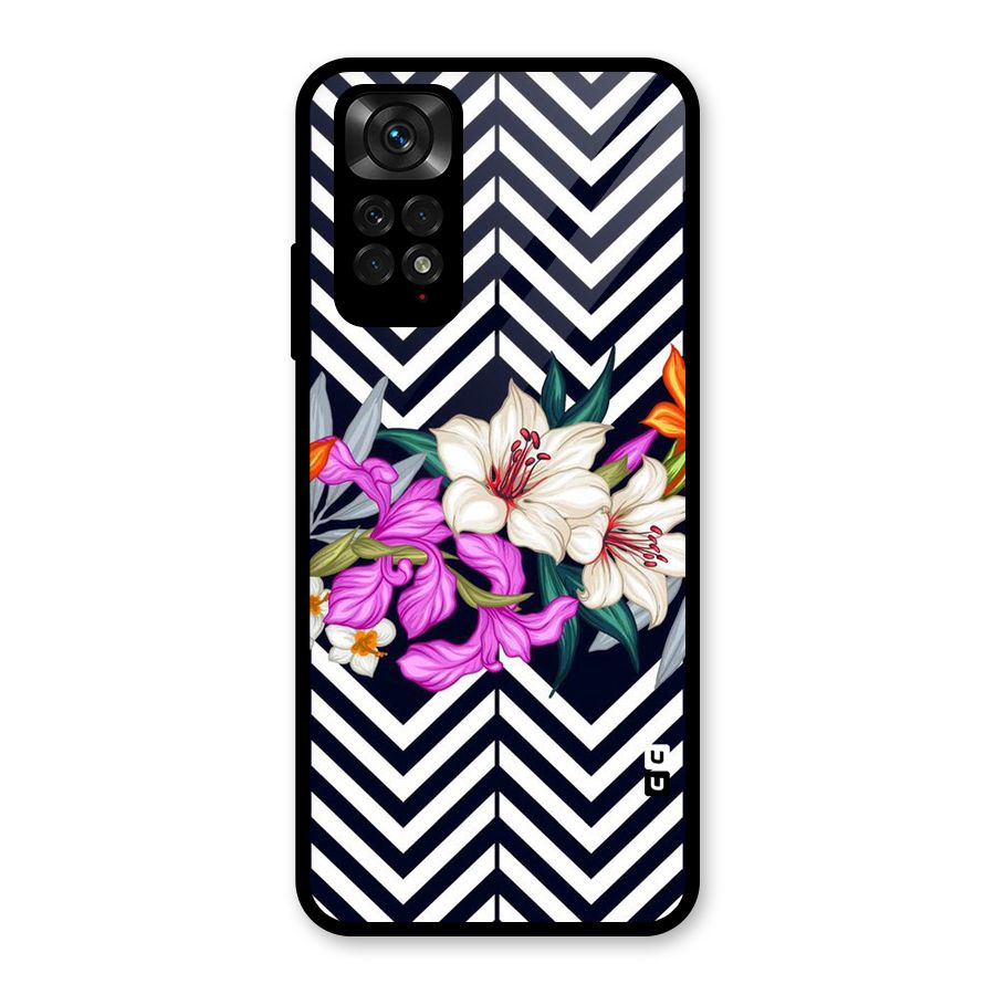 Artsy ZigZag Floral Glass Back Case for Redmi Note 11S