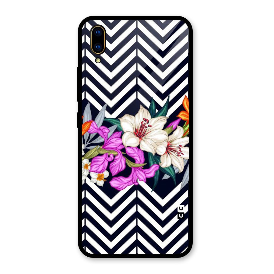 Artsy ZigZag Floral Glass Back Case for Vivo V11 Pro