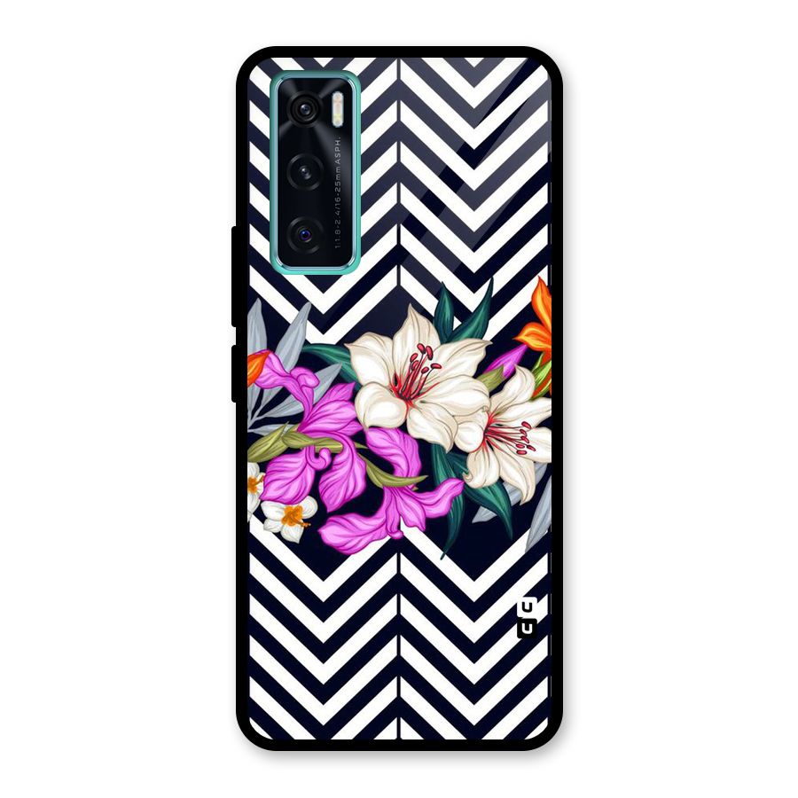 Artsy ZigZag Floral Glass Back Case for Vivo V20 SE