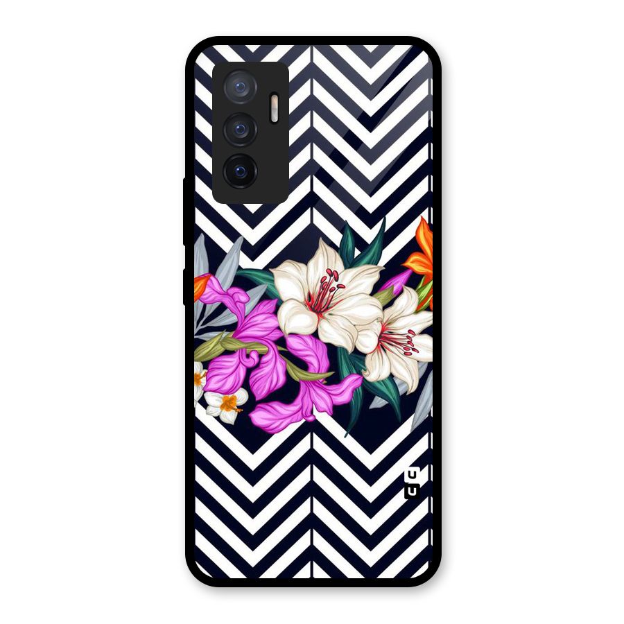 Artsy ZigZag Floral Glass Back Case for Vivo V23e