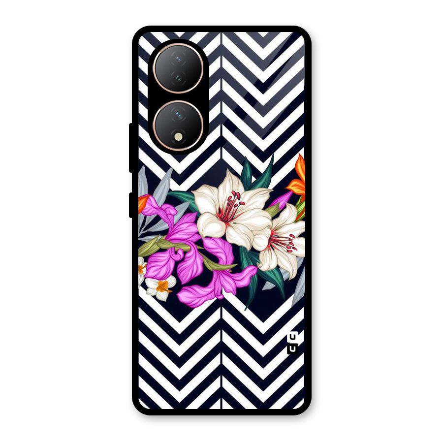 Artsy ZigZag Floral Glass Back Case for Vivo Y100A