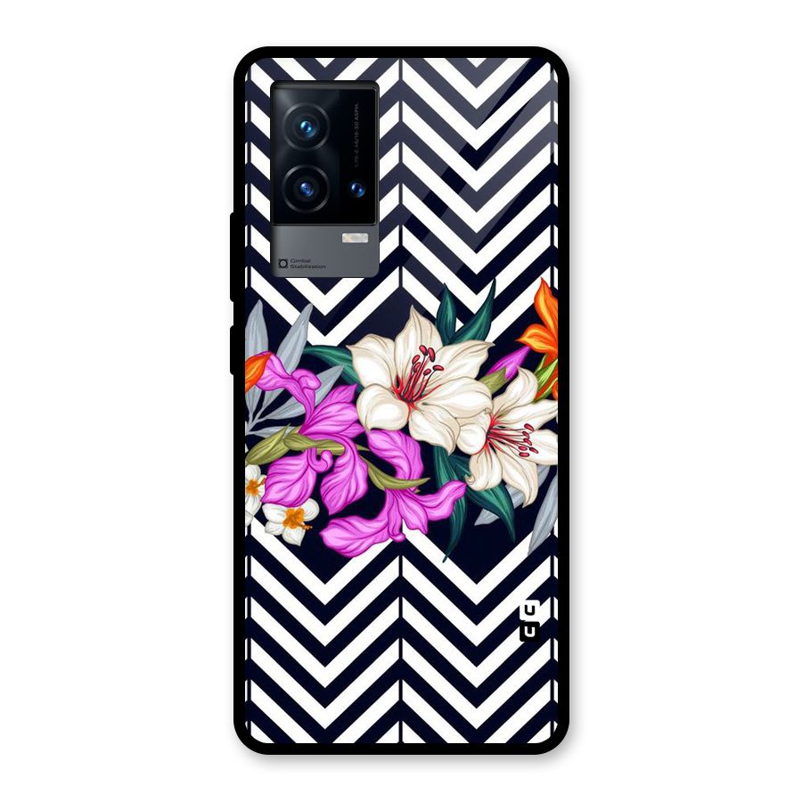 Artsy ZigZag Floral Glass Back Case for iQOO 9 5G