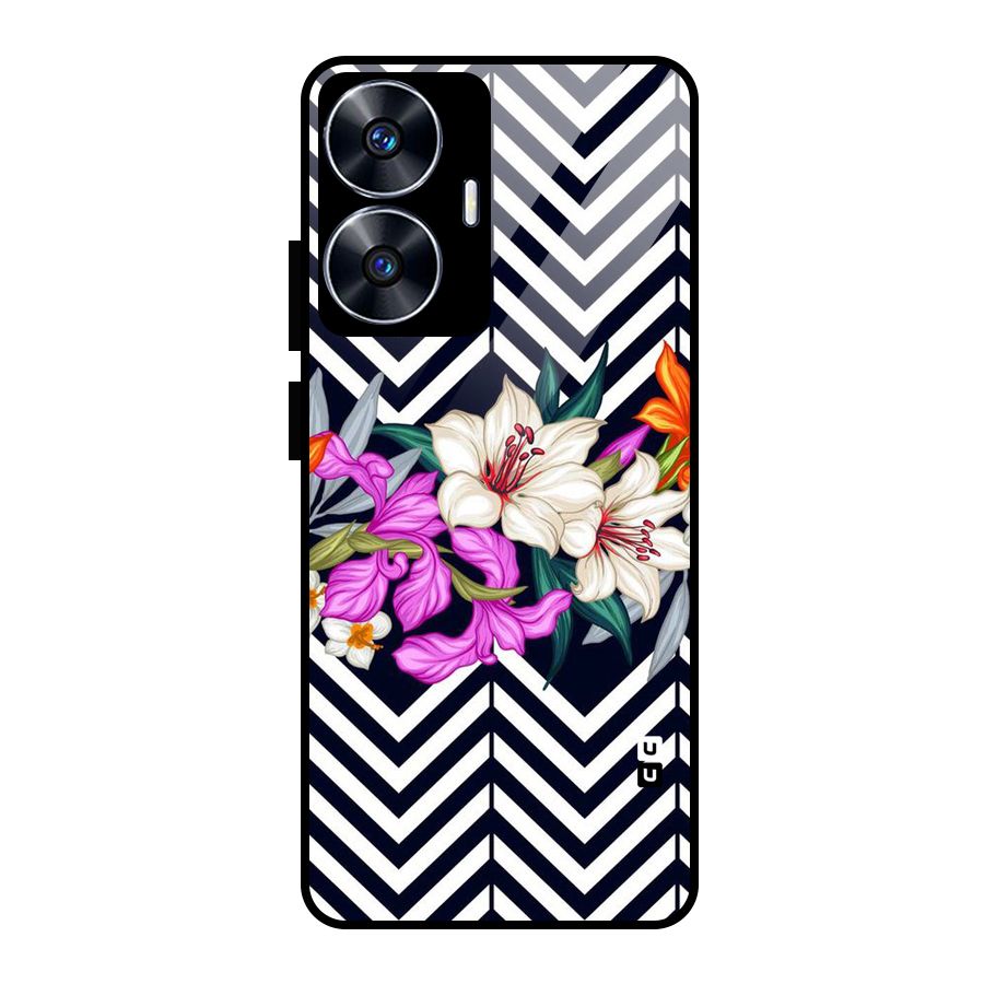 Artsy ZigZag Floral Glass Back Case for realme C55