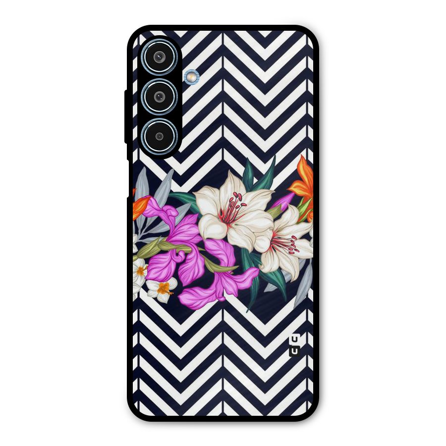Artsy ZigZag Floral Metal Back Case for Galaxy M35