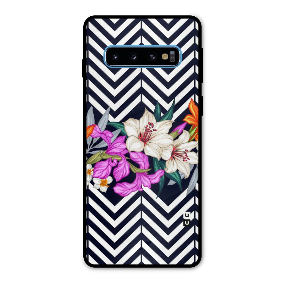 Artsy ZigZag Floral Metal Back Case for Galaxy S10