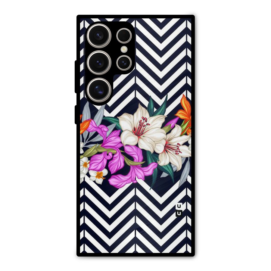 Artsy ZigZag Floral Metal Back Case for Galaxy S24 Ultra