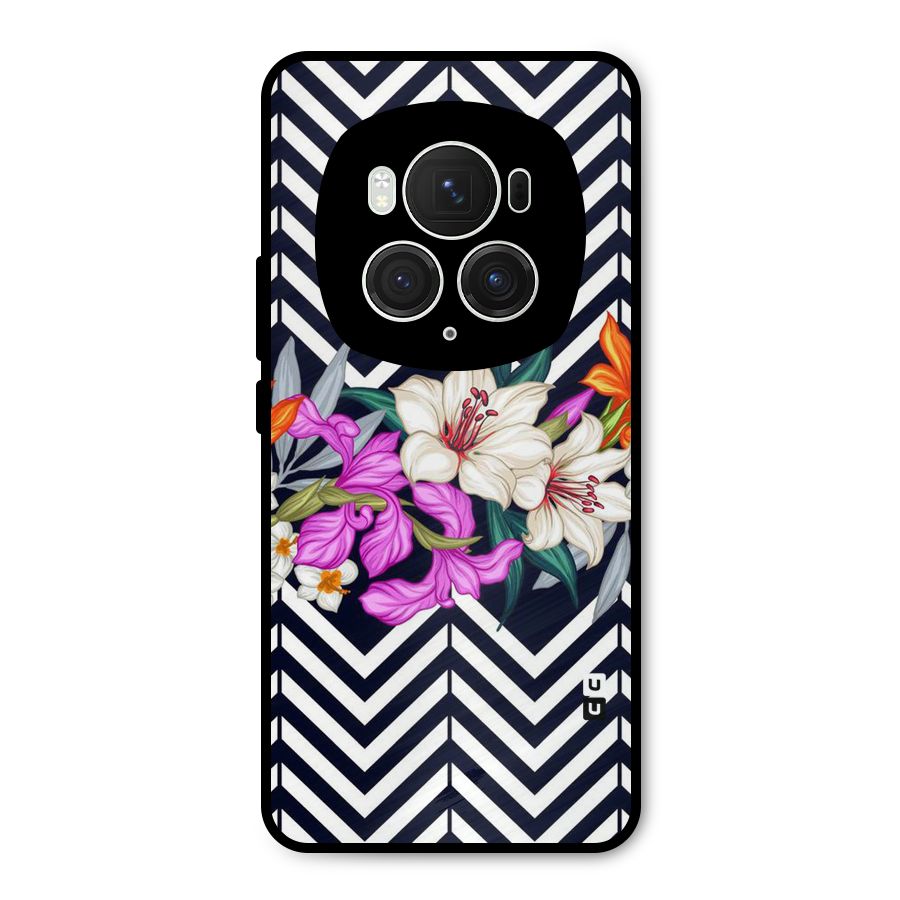 Artsy ZigZag Floral Metal Back Case for Honor Magic6 Pro