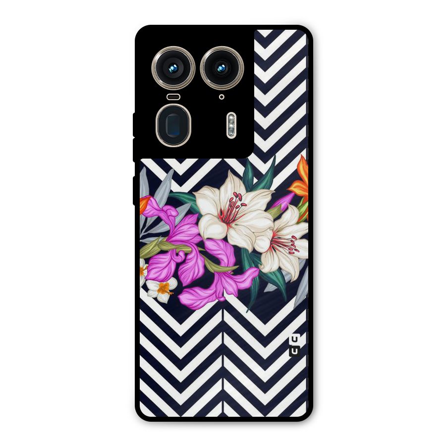 Artsy ZigZag Floral Metal Back Case for Motorola Edge 50 Ultra