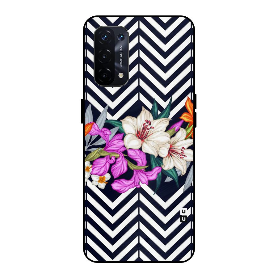 Artsy ZigZag Floral Metal Back Case for Oppo A74 5G
