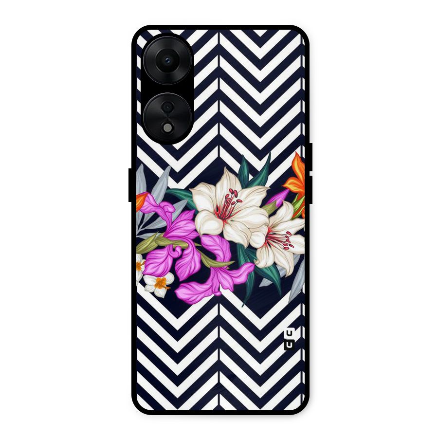 Artsy ZigZag Floral Metal Back Case for Oppo A78 5G