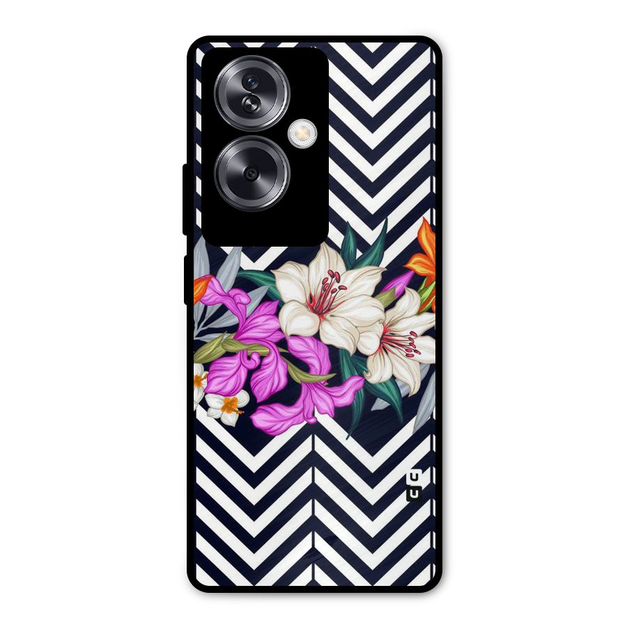 Artsy ZigZag Floral Metal Back Case for Oppo A79 5G
