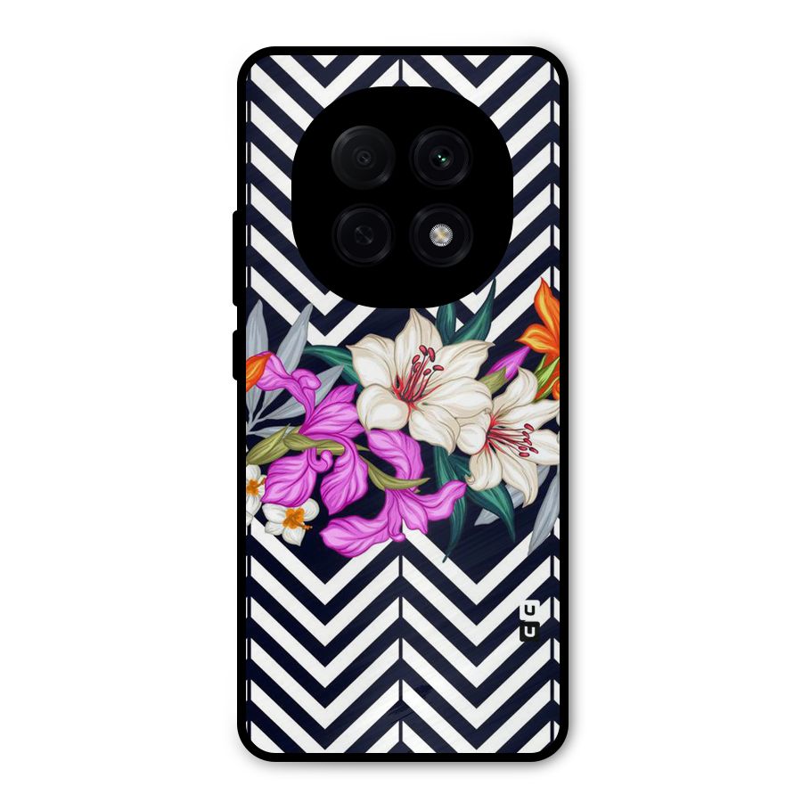 Artsy ZigZag Floral Metal Back Case for Oppo F29 Pro
