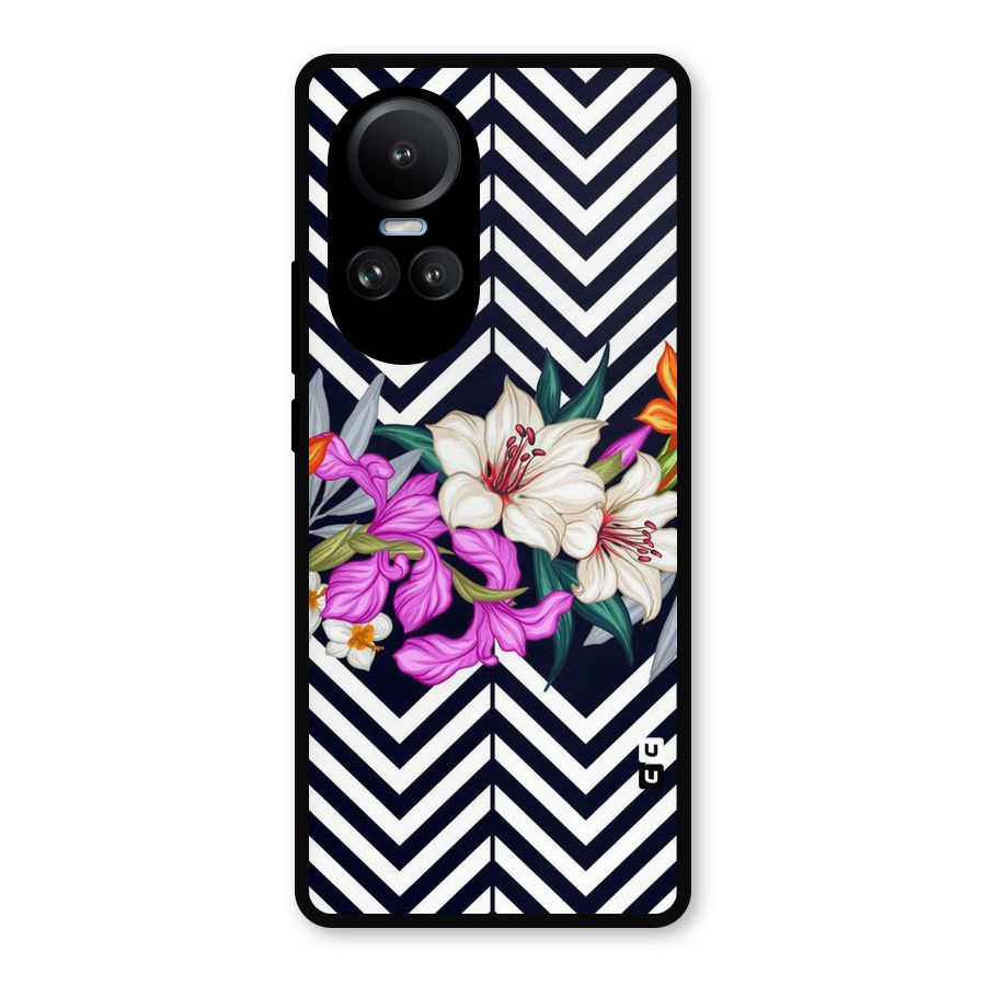 Artsy ZigZag Floral Metal Back Case for Oppo Reno10 Pro