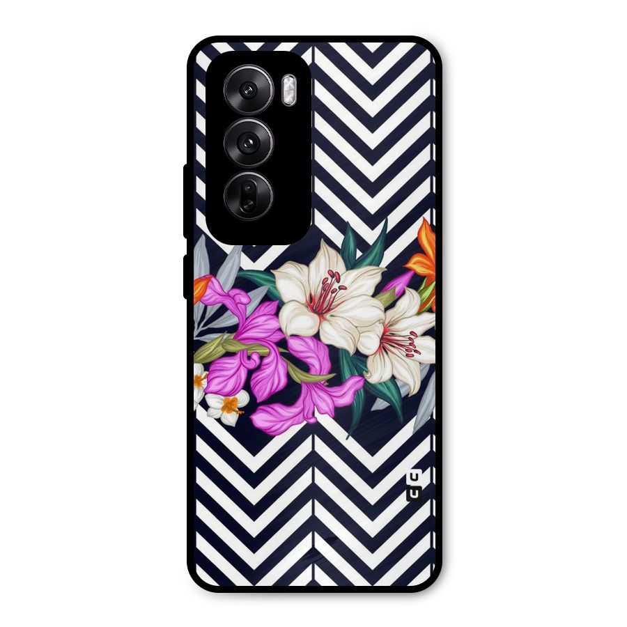 Artsy ZigZag Floral Metal Back Case for Oppo Reno12