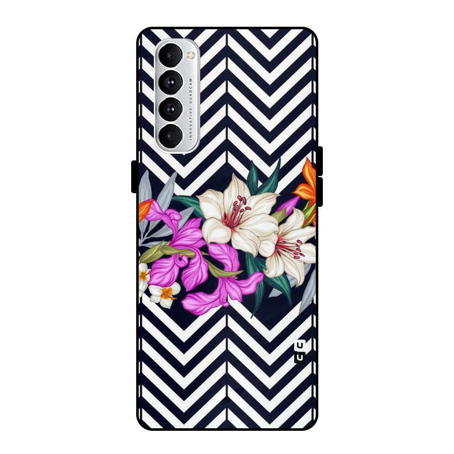 Artsy ZigZag Floral Metal Back Case for Oppo Reno4 Pro