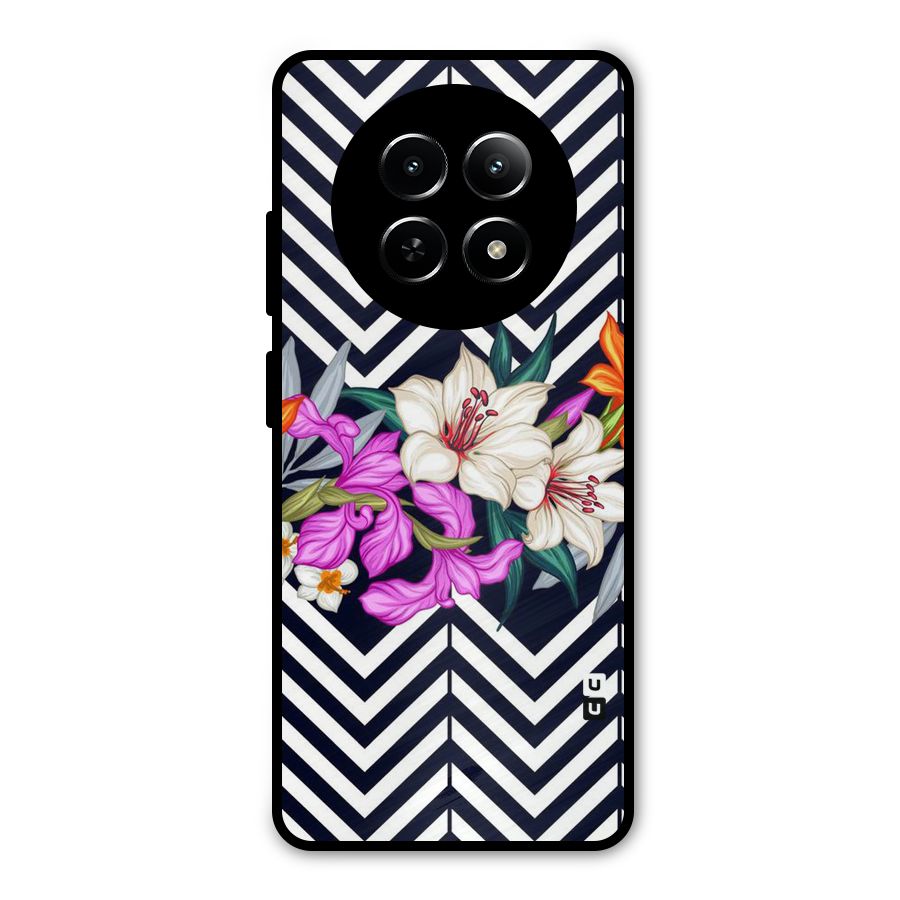 Artsy ZigZag Floral Metal Back Case for Realme 12x 5G
