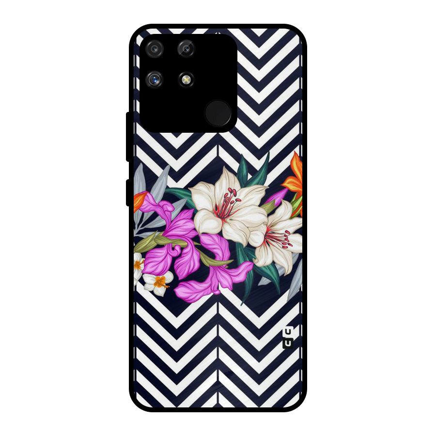 Artsy ZigZag Floral Metal Back Case for Realme Narzo 50A