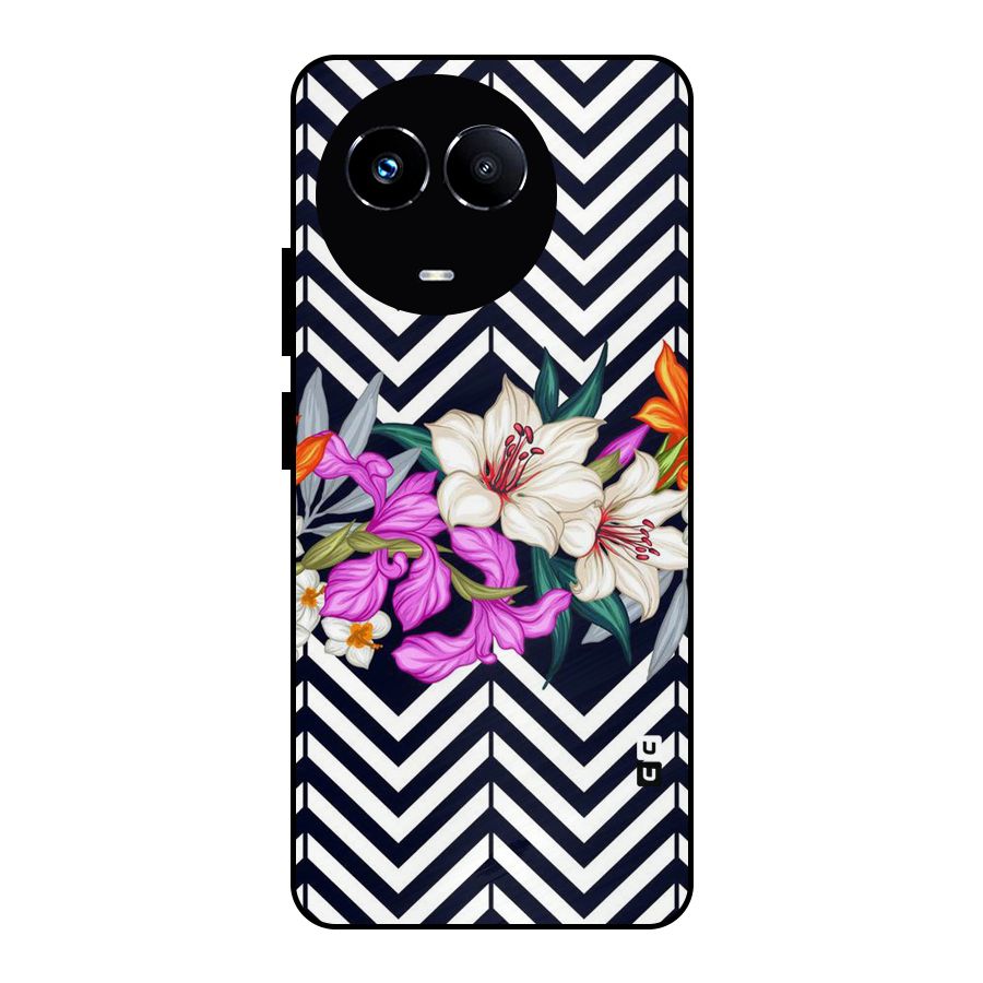 Artsy ZigZag Floral Metal Back Case for Realme Narzo 60X