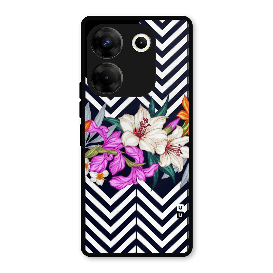 Artsy ZigZag Floral Metal Back Case for Tecno Camon 20
