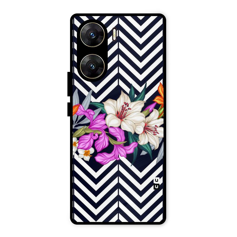 Artsy ZigZag Floral Metal Back Case for Vivo V29e