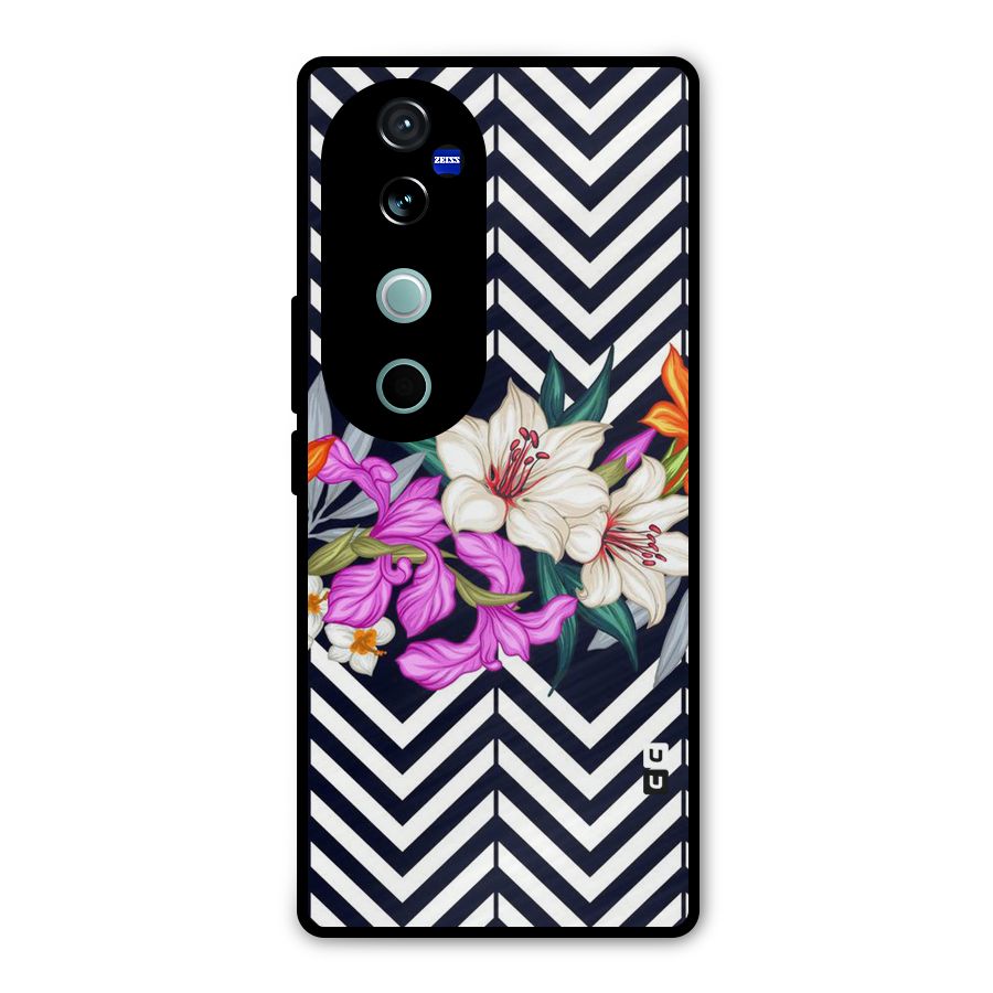 Artsy ZigZag Floral Metal Back Case for Vivo V40