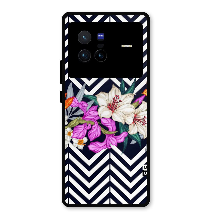 Artsy ZigZag Floral Metal Back Case for Vivo X80
