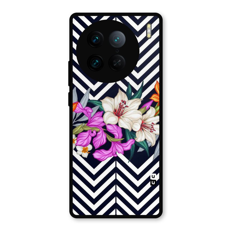 Artsy ZigZag Floral Metal Back Case for Vivo X90 Pro