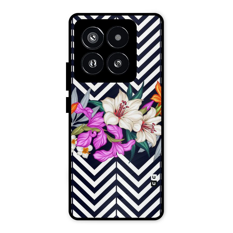 Artsy ZigZag Floral Metal Back Case for Xiaomi 14 Pro