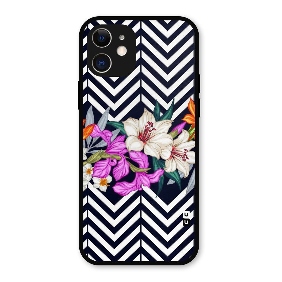 Artsy ZigZag Floral Metal Back Case for iPhone 12