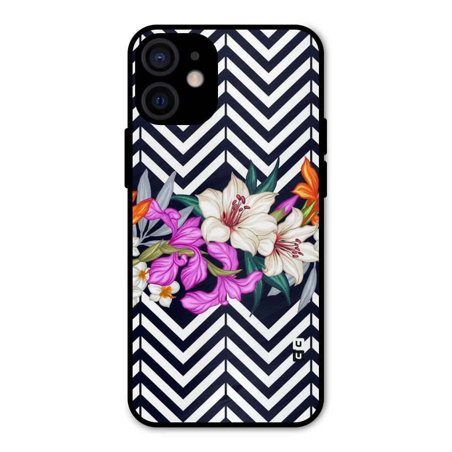 Artsy ZigZag Floral Metal Back Case for iPhone 12 Mini