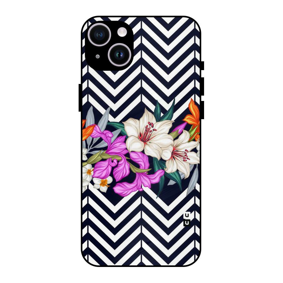Artsy ZigZag Floral Metal Back Case for iPhone 14 Plus