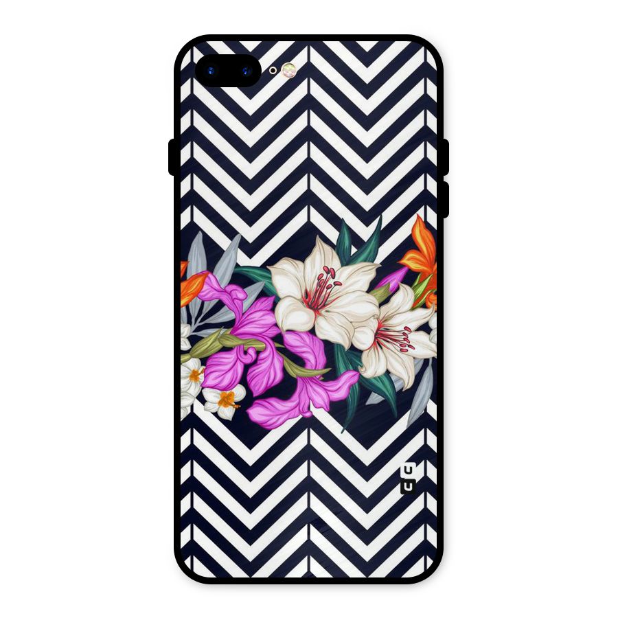 Artsy ZigZag Floral Metal Back Case for iPhone 8 Plus