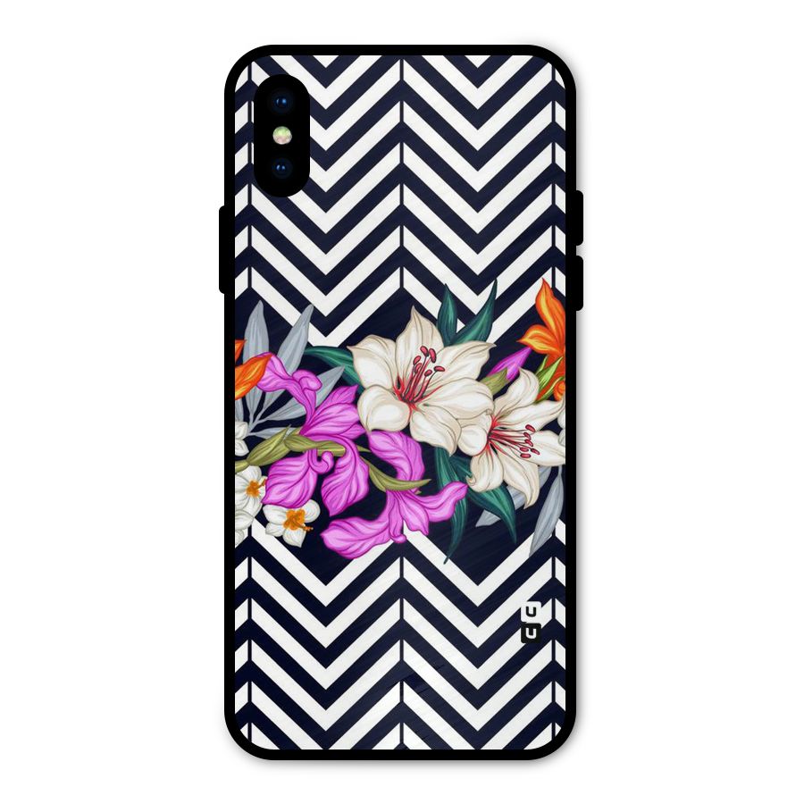 Artsy ZigZag Floral Metal Back Case for iPhone X