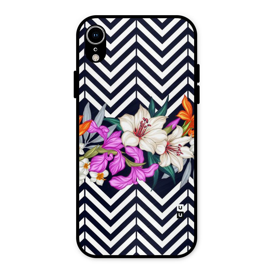 Artsy ZigZag Floral Metal Back Case for iPhone XR