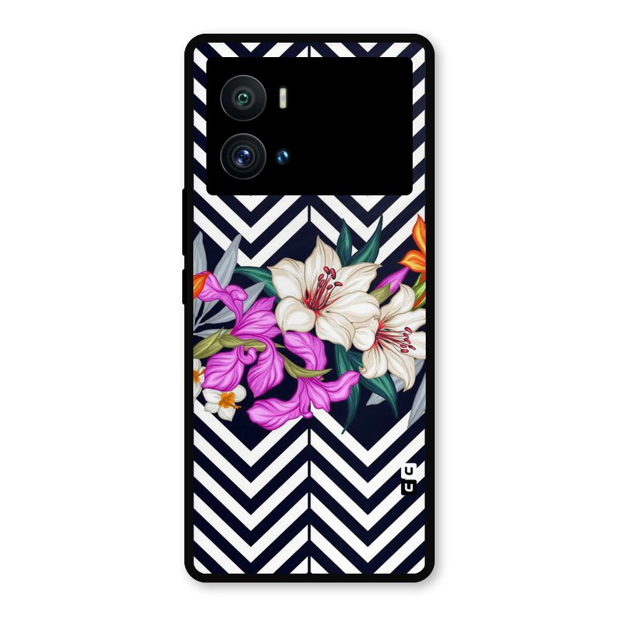 Artsy ZigZag Floral Metal Back Case for iQOO 9 Pro