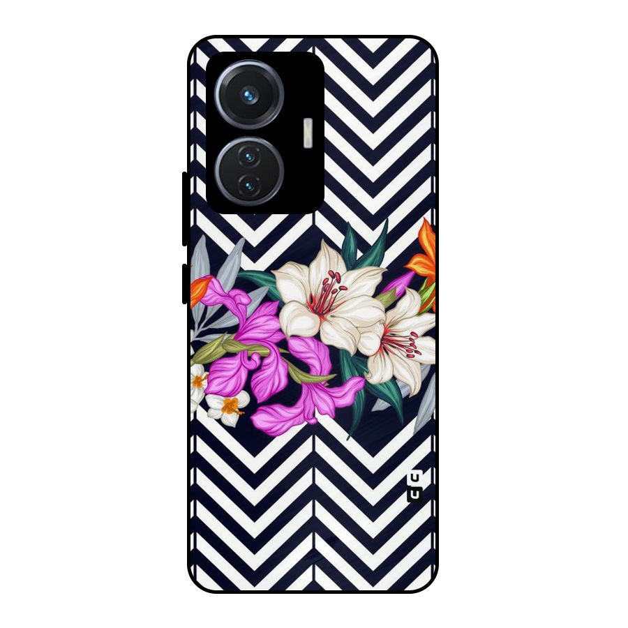 Artsy ZigZag Floral Metal Back Case for iQOO Z6 44W