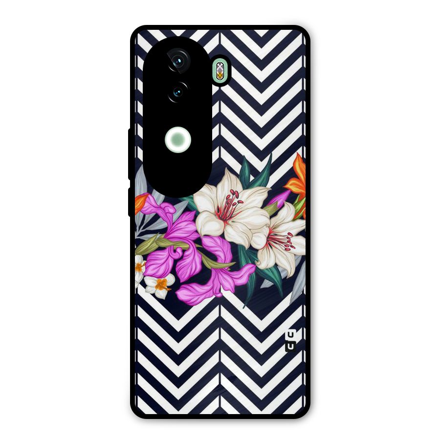 Artsy ZigZag Floral Metal Back Case for iQOO Z9s