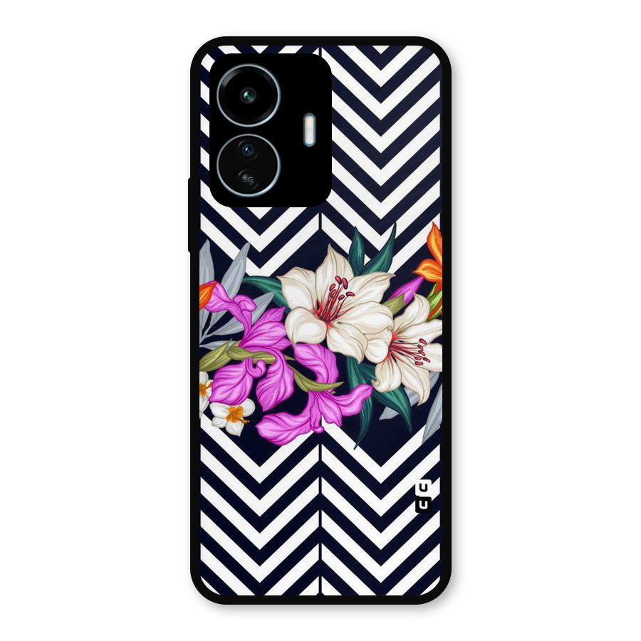 Artsy ZigZag Floral Metal Back Case for vivo iQOO Z6 Lite 5G