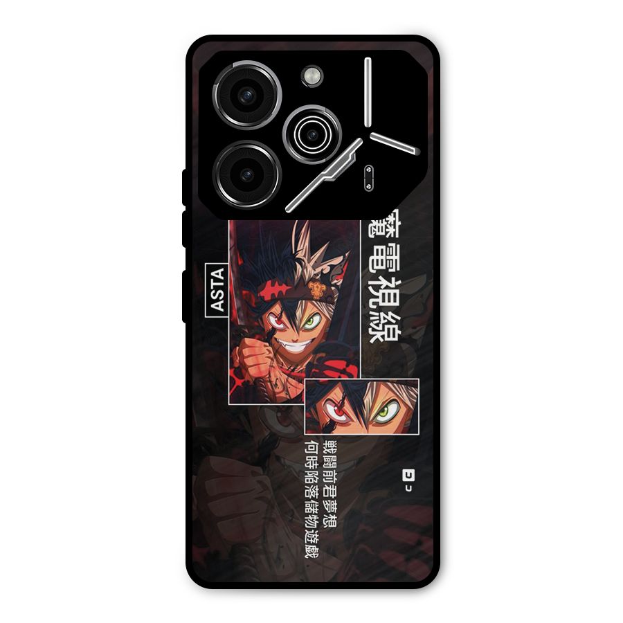 Asta Black Clover Metal Back Case for Tecno Pova 6 Pro