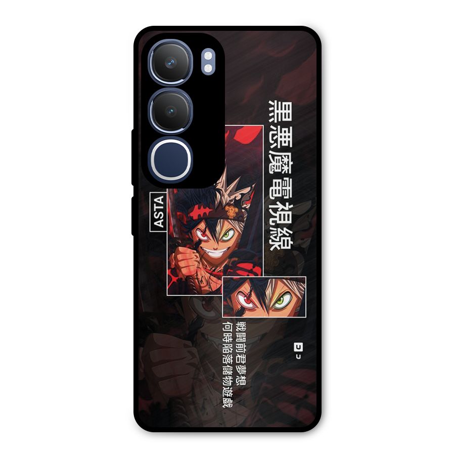 Asta Black Clover Metal Back Case for Vivo Y29