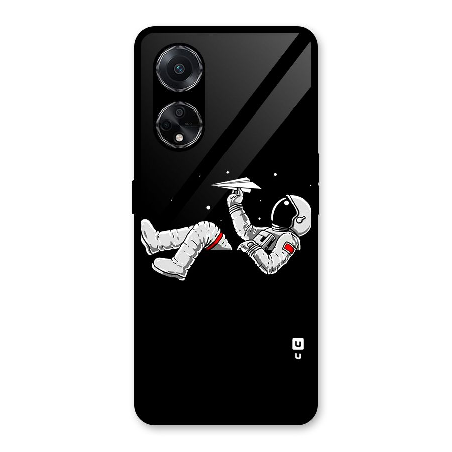 Astronaut Aeroplane Glass Back Case for Oppo F23