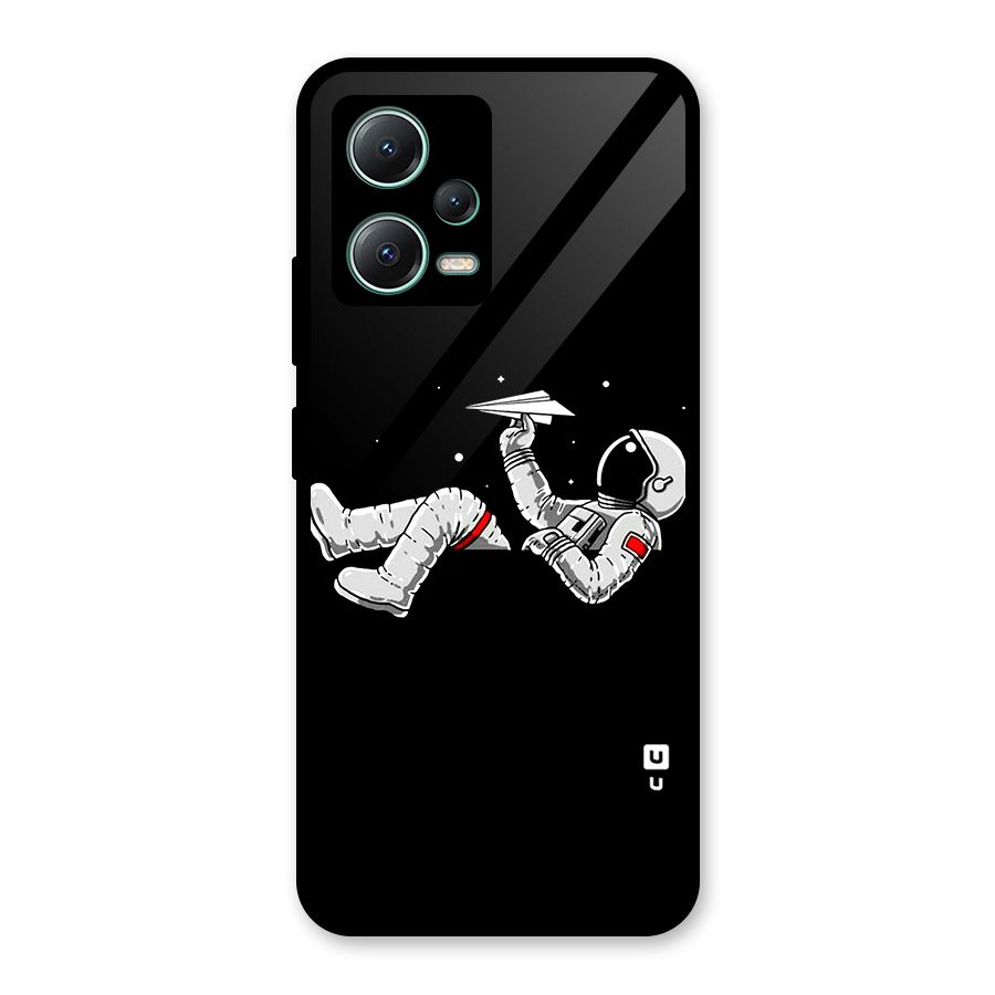 Astronaut Aeroplane Glass Back Case for Poco X5