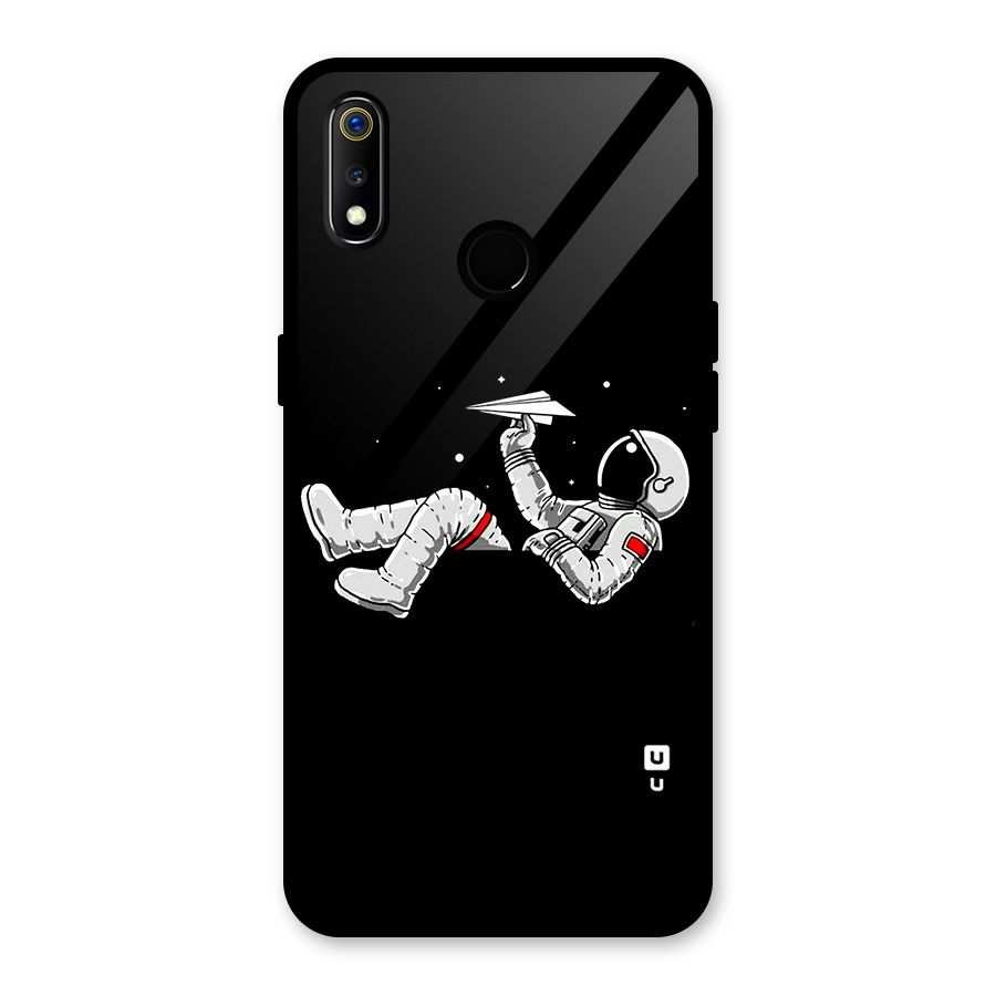 Astronaut Aeroplane Glass Back Case for Realme 3i