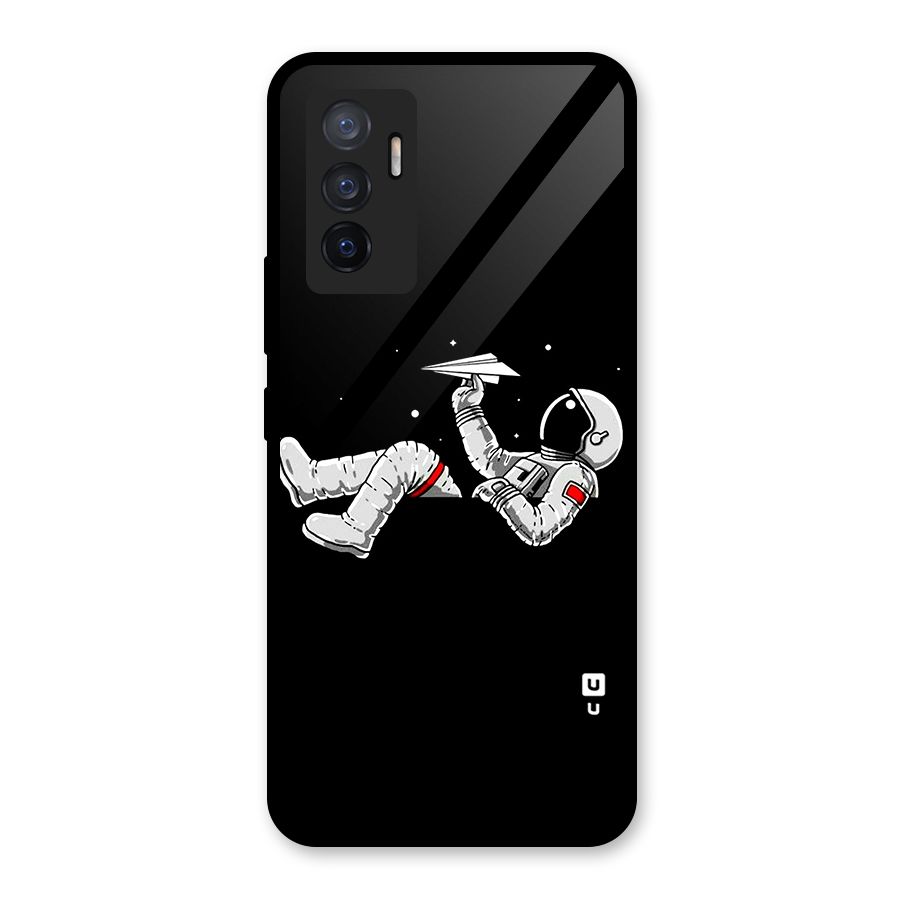 Astronaut Aeroplane Glass Back Case for Vivo V23e