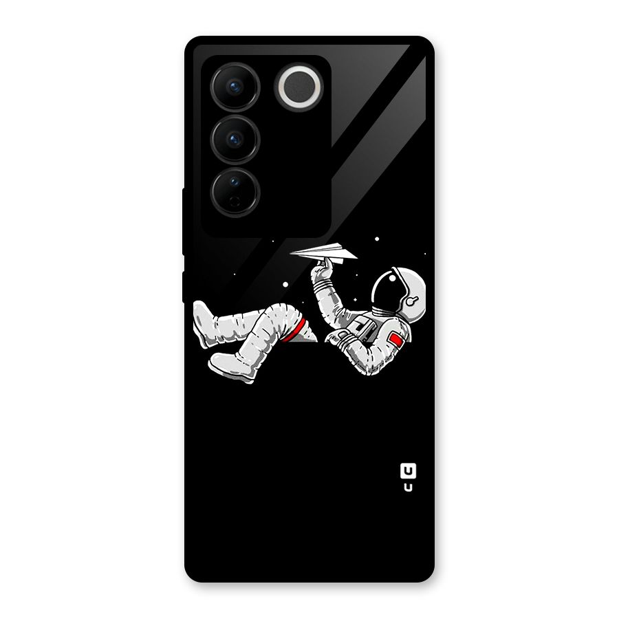 Astronaut Aeroplane Glass Back Case for Vivo V27