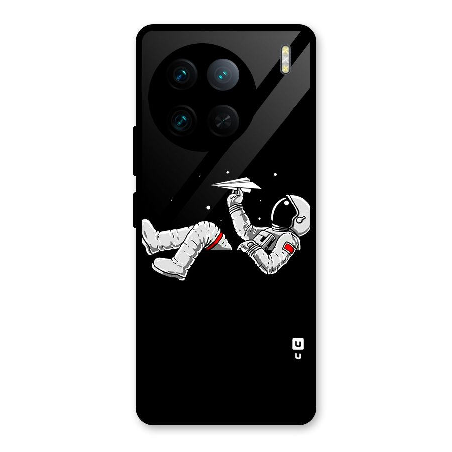 Astronaut Aeroplane Glass Back Case for Vivo X90 Pro