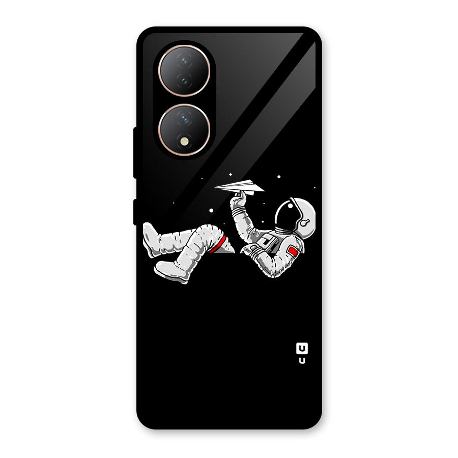 Astronaut Aeroplane Glass Back Case for Vivo Y100A