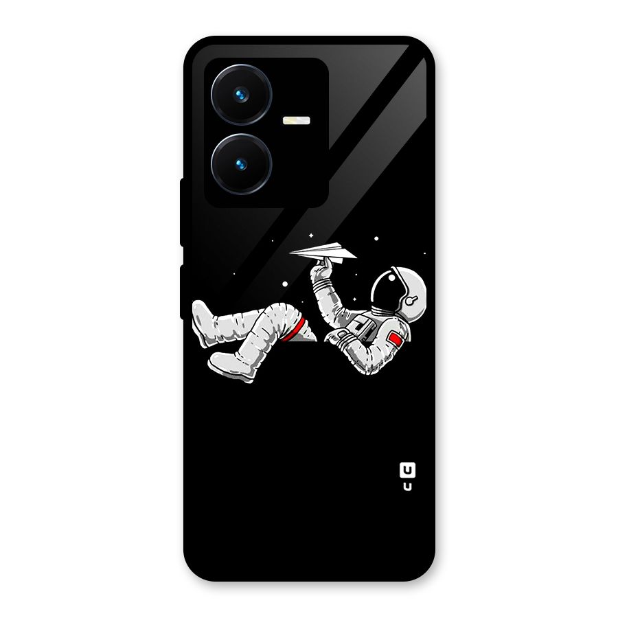 Astronaut Aeroplane Glass Back Case for Vivo Y22s