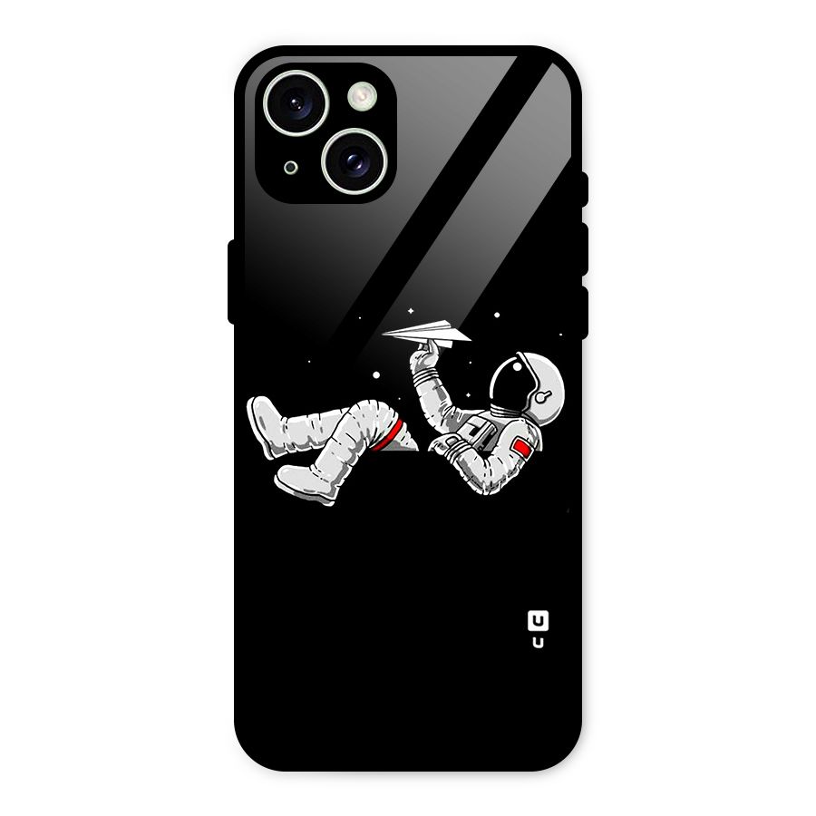 Astronaut Aeroplane Glass Back Case for iPhone 15 Plus